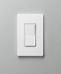Slick Gliding Touch Led Dimmer Switch With Integrated Locator Light Single Pole Three Way Wiring Configuration For House Fixtures Heavy Duty Craftsmanship No Sweat Install on a gray wall.