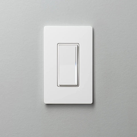 Slick Gliding Touch Led Dimmer Switch With Integrated Locator Light Single Pole Three Way Wiring Configuration For House Fixtures Heavy Duty Craftsmanship No Sweat Install on a gray wall.