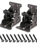 Heavy Duty Steel Folding Table Leg Brackets Pack Of 2 Self Locking Hardware For DIY Furniture Repair with screws.