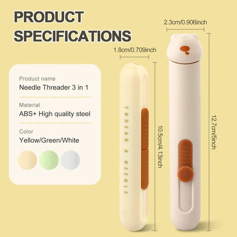 Specifications of 3 In 1 Sewing Needle Threader Kit With Seam Ripper And Needle Storage Auto Threader That Grabs Threads Fast