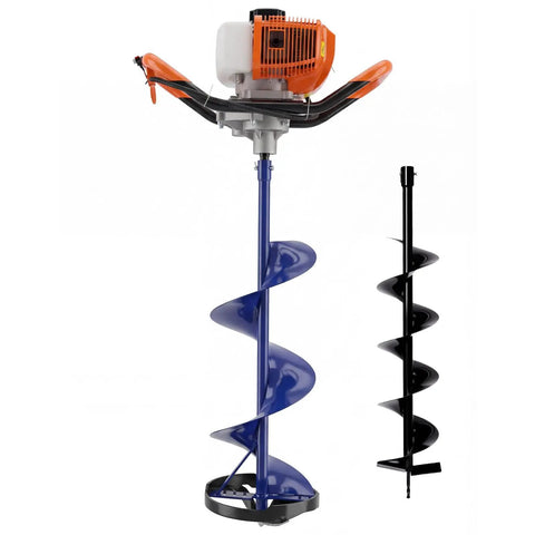 Gas Powered 52Cc 2 In 1 Ice Auger And Earth Auger Kit With 10 Inch Ice Bit And Five Point Nine Inch Ground Bit EPA Certified