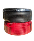 Heavy Duty 100 Ft Solar Extension Cable Set With Black And Red 10 AWG Wire And Six Pairs Solar Connectors For RV And Photovoltaic Systems Perfect For Off Grid DIY Projects Built To Last in packaging.