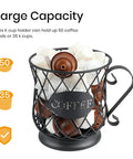 K Cup Holder Coffee Pod Organizer For 35 K Cups Keurig Storage On Countertop Matte Black Open Top Design showing capacity of 50 pods