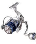 Silver and blue Saltwater Spinning Reel With 13 Plus 1 Ball Bearings Ultra Smooth Action Carbon Drag CNC Aluminum Spool And Handle