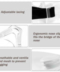 Close-up of adjustable lacing and ergonomic nose clip on Anti-Fog Safety Goggles With Clear Lens For Industrial And Workshop Use