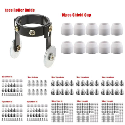 70 Amp Plasma Cutter Consumables Kit For P80 Torch Electrodes Tip Cups Nozzles Shields Copper Nozzles 30 Pcs 1.3mm Set shown