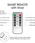 Remote control with timer for Flameless LED Flickering 6 Inch Pillar Wax Candle Light With Realistic Glow Dragonfly Art Tiffany.