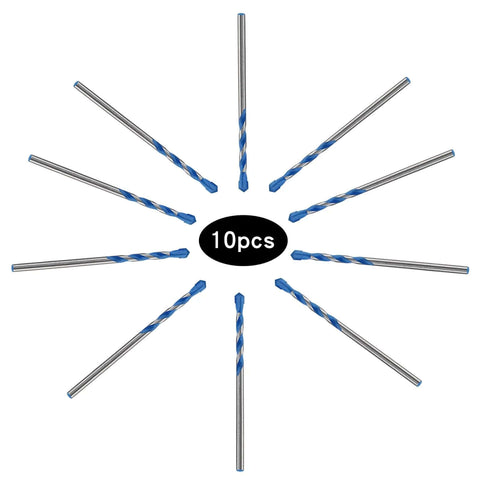 Piutouyar 10-piece 4mm masonry drill bit set with blue-tipped carbide tips