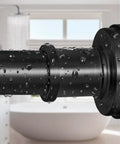 Adjustable Spring Tension Shower Curtain Rod 36 To 84 Inches No Drilling Rustproof With Non Slip Ends in bathroom