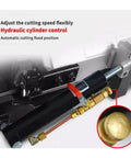 Hydraulic cylinder control mechanism for Pro Grade 250W Portable Cordless Band Saw, adjustable for precision cuts.