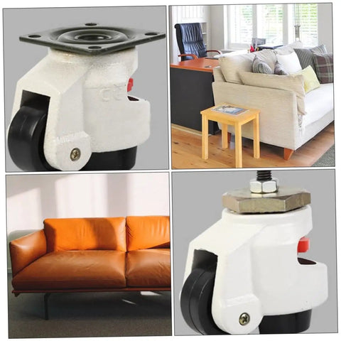 4X Heavy Duty Leveling Casters With Swivel Plate GD-80F Universal Workbench Wheels Adjustable Feet 500kg Load Capacity Per Wheel Built for Industrial Equipment and Heavy Duty Shop Benches on sofa and table