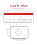 Data schedule for eight inch pneumatic caster wheel equipped with silent rubber tires for flatbed trolley replacement.