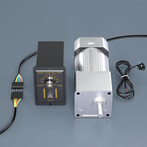 High Torque AC Gear Motor With Low Speed 15 RPM 110V 200W 18mm Shaft Diameter One To Ninety Reduction Reversible Variable Speed Governor