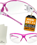 Ultra Lightweight Anti Fog Wrap Around Safety Glasses With Clear Lenses U6 ANSI Z87.1 Scratch Resistant with cleaning cloth