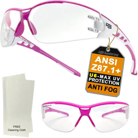 Ultra Lightweight Anti Fog Wrap Around Safety Glasses With Clear Lenses U6 ANSI Z87.1 Scratch Resistant with cleaning cloth
