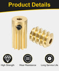 Worm Gear Set 10T 0.5 Module Ten To One Reduction Right Rotation Drive Gear Box Brass Gear 2mm Bore Brass Rod 1.98mm Bore Gear And Worm Included