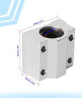 SCS10UU 10mm linear ball bearing for CNC and 3D printers, aluminum slide block with precise measurements for smooth motion.