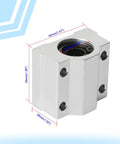 Front view of SCS10UU Linear Ball Bearing 10mm ID Aluminum Slide Block For CNC And 3D Printer, Smooth As Butter Linear Motion.