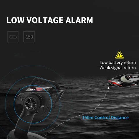 High Speed Remote Control Boat Delivers 60KPH Thrills For Pools And Lakes, 2.4GHz RC Hobby Boat low voltage alarm feature