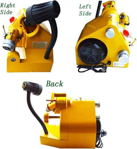 Heavy Hitter Universal Bench Grinder Sharpener Rig For Drill Bits Mill Cutters And Turning Knives Rock Solid Lathe Tool Sharpening Station side and back views of the tool.