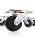 POWERTEC 1-1/2 in swivel caster wheels, set of 4 with metal mounting plates and rubber wheels