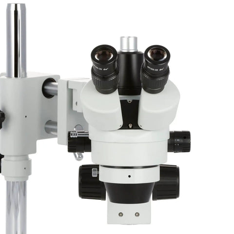 3.5X To 90X Zoom Stereo Microscope On Boom Stand With 144 LED Lighting And 5MP USB Digital Camera, Wide 2.5 Inch Field Of View, 8 Inch Working Distance, Sweet Setup For Macro Detail, Live View, And Easy Photo Capture, front view