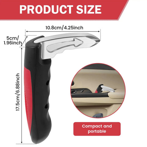 3 In 1 Car Door Handle For Elderly, Built Tough Vehicle Support Grip With Non Slip Nylon, Red Finish, Product Size