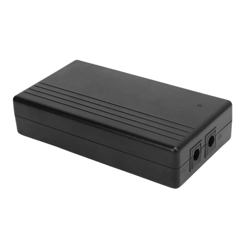 Solid 7800mAh UPS Power Supply For Router And Modem Backups Delivers Steady 24 Watts power supply with black casing.