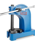 Solid Cast Iron Manual Arbor Press 2 Ton Desktop Stamp Press With Reversible Plunger And 8.5 Inch Work Height, blue desktop model.