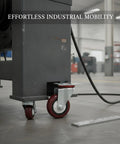 Built Tough Swivel Plate Caster With 2.5 Inch Tpr Wheel And 4X4 Inch Steel Mounting Base For Industrial Carts, shown in use.