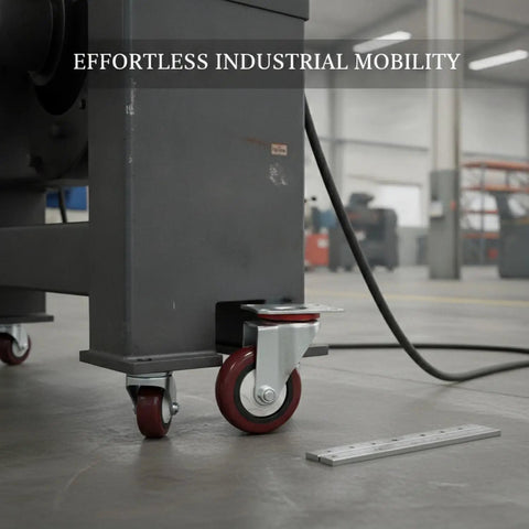 Built Tough Swivel Plate Caster With 2.5 Inch Tpr Wheel And 4X4 Inch Steel Mounting Base For Industrial Carts, shown in use.