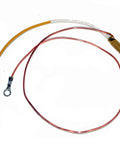Thermocouple assembly with brass tip and red insulated lead; includes gray plug connector and ring terminal