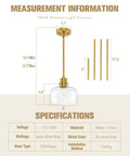 Emak 8 Inch Pendant Lights Kitchen Island, 1-Light Brushed Gold Kitchen Pendant Lights with Clear Glass Shade, Hanging Lamp dimensions.