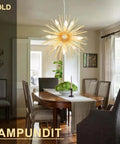 9 Light Gold Sputnik Chandelier For Living Room Bedroom Dining Room Kitchen Hallway Office Fully Dimmable Ceiling Light Fixture With Modern Firework Dandelion Design That Makes Your Space Pop.