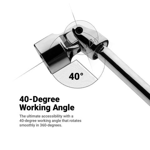 Close-up of 8 mm Universal Socket For 1 Quarter Inch Drive, 6 Point Metric, 40-Degree Working Angle With 360-Degree Rotation in chrome steel