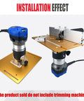 Slick Heavy Duty Aluminum Router Table Insert Plate, Real Deal Precision Lift System For Woodworking Benches with installed router.