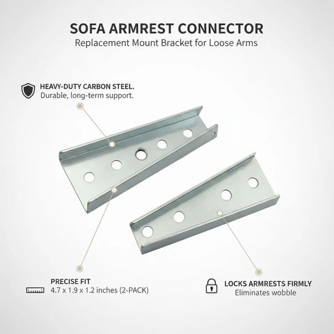 Beefed-Up Heavy-Duty Sofa Armrest Connector Kit With Carbon Steel Snap Buckle Bracket For Loose Arms, 4.7 x 1.9 x 1.2 inches, 2-Pack