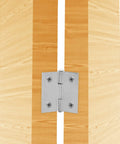 Piutouyar 1-inch stainless steel butt hinge with mounting screws, installed on wooden cabinet doors