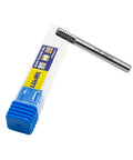 Pro Grade Solid Carbide Rotary Burr With 1/4 Inch Shank 5/8 Inch Cutting Length in blue plastic case