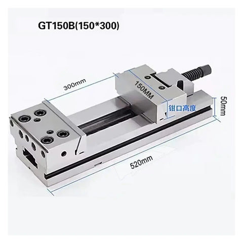 Heavy Duty 6 Inch Manual Tool Maker Vise Offering Beefy Clamping Force For Benchtop CNC Milling Grinding And Precision Woodworking Tasks With Dead Simple Workpiece Alignment shown from above with dimensions labeled.