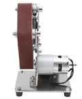 Dead Serious Mini Electric Belt Sander And Compact Multi Function Grinder showing a side view with 775 motor and sanding belt.