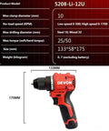 Kickass 12V Brushless Cordless Drill Driver With 3Ah Rechargeable Battery And Variable Speed Control, 133x58x175mm size.