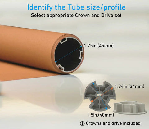 1.75 Inch Roller Shade Battery Powered Motor With Remote Control For Solar Roller Shades Windows Rechargeable Wireless Controller Fits One And Three Quarters Inch Cylinders Easy Install Quiet Operation showing tube size and profile.