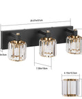 Modern Crystal Vanity Light In Black And Gold That Looks Boss With Dimmable E12 Base 60W Max Long 20.07 Inch Bar