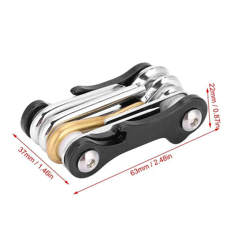 Underwater 8 In 1 Dive Multitool Kit Portable Folding Allen Wrench Set For Underwater Repairs Rugged Stainless Steel And Brass Tools Compact Dive Gear For Quick Fixes Grab And Go Maintenance, folded view with measurements visible.