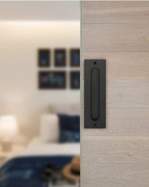 Go To Barn Door Handles Matte Black Easy To Install Heavy Duty Flush Pull And Lock Latch Built From Solid Steel With Powder Coat Finish