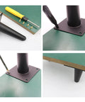 Installation process of Heavy Duty Iron Furniture Caster Legs with Ball Bearing Wheels on a green tabletop.