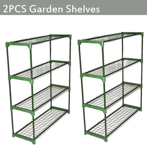 Two Pack Display Storage Racking For Garden And Greenhouse Staging, 4 Tier Free Standing Shelving Unit For Plants, Shed And Garage, Durable Versatile Racks With 90cm Wide By 31cm Deep By 106cm High