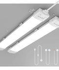 Linkable 2Ft LED Shop Light 18W Lit Wraparound Ceiling Fixture Plug In 5000K For Garage Shop Basement Attic Cabinet Home No Flicker No Buzz Dustproof Frosted Cover 160 LED Beads Scalable Design