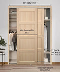 Two wooden doors on a closet system using Bypass Sliding Door Hardware 60 Inch Track Set For Two Door Closet System, Smooth And Quiet Operation.